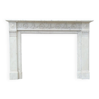 Louis XVI Style Fireplace In Carrara Marble Circa 1880