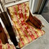 Pair of Louis XVI lacquered bergere chairs circa 1950