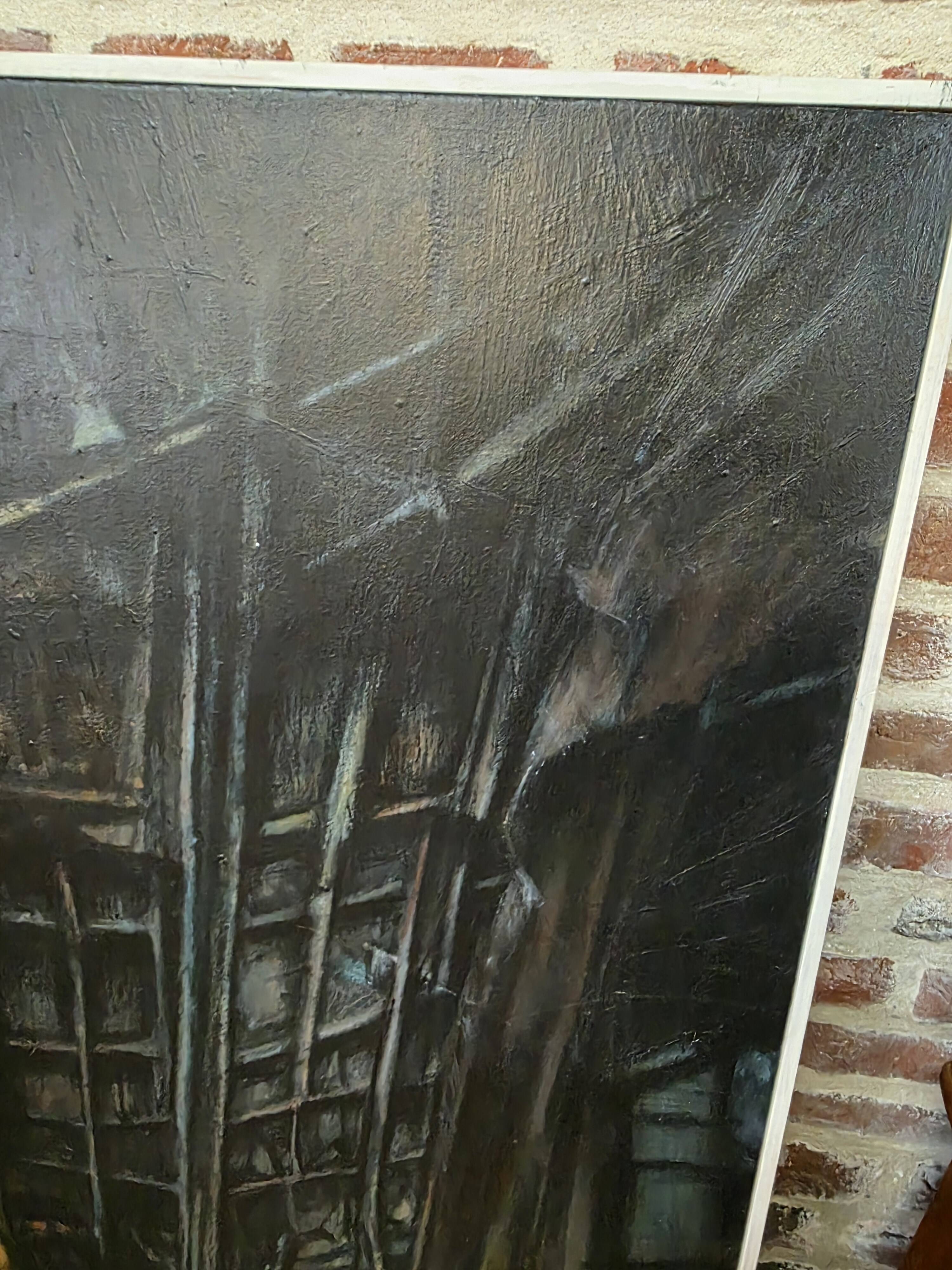 Pair of oil on canvas paintings of a boat interior from the 50s/70s