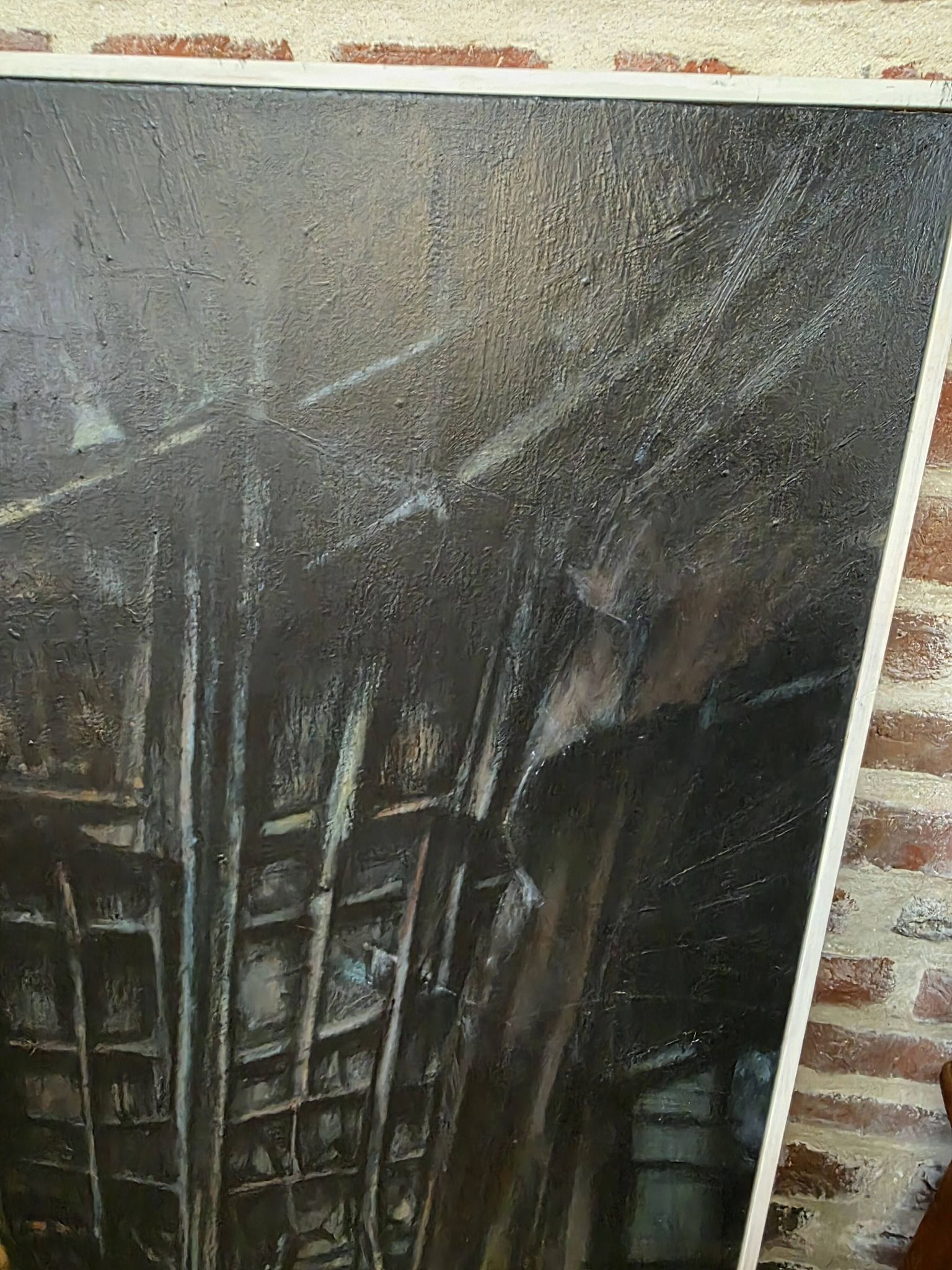 Pair of oil on canvas paintings of a boat interior from the 50s/70s