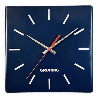 Vintage Blue Grundig Advertising Wall Clock, 1970s