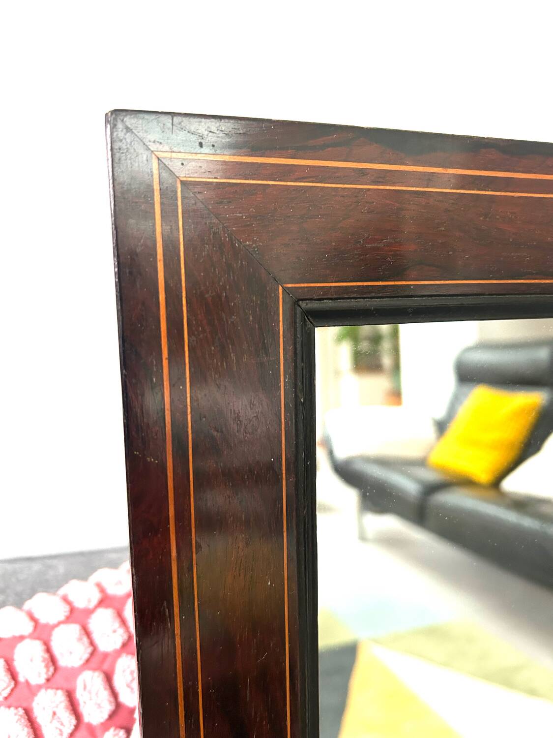Art Deco rosewood and brass mirror