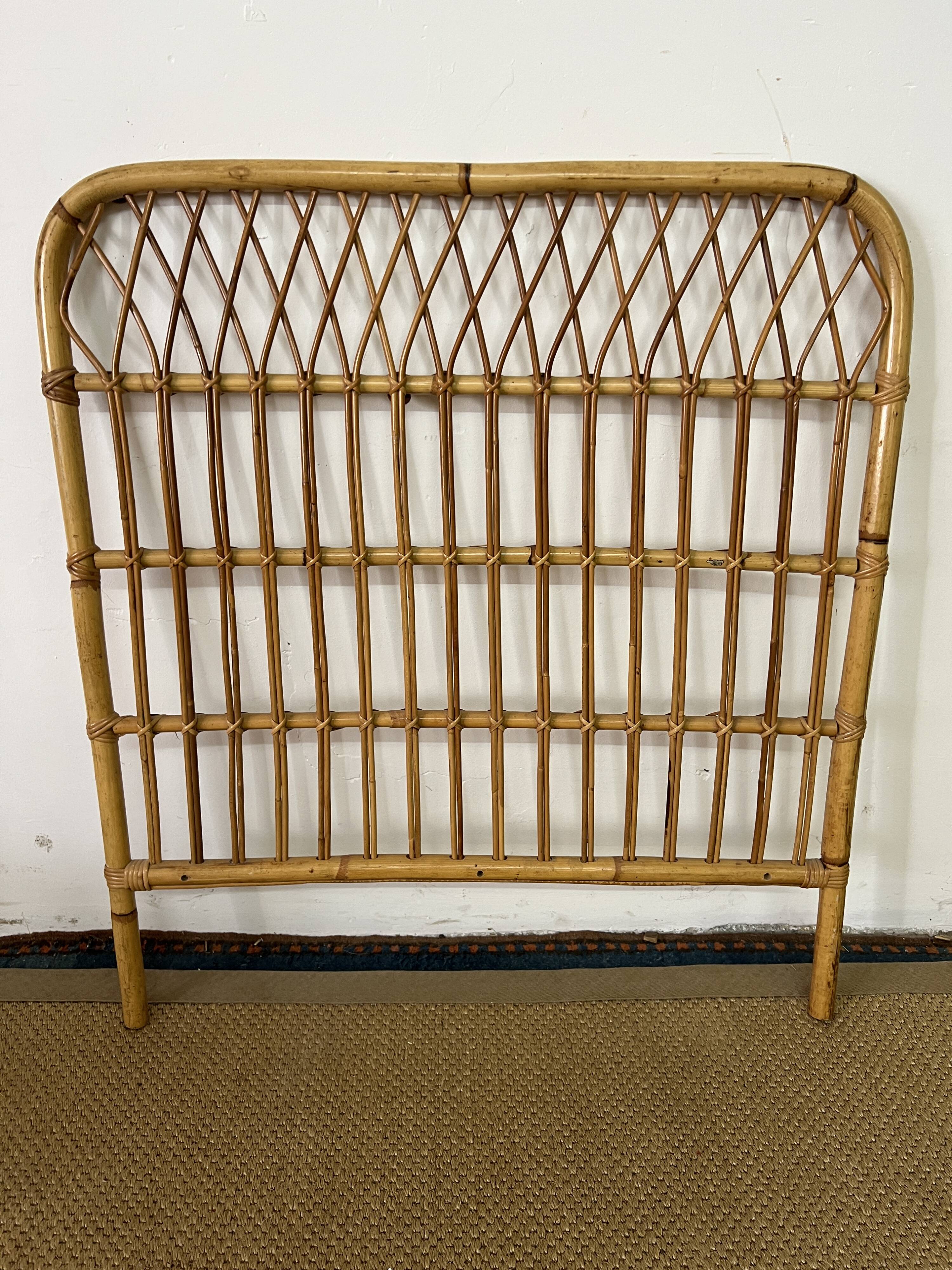 Vintage bamboo and rattan headboard
