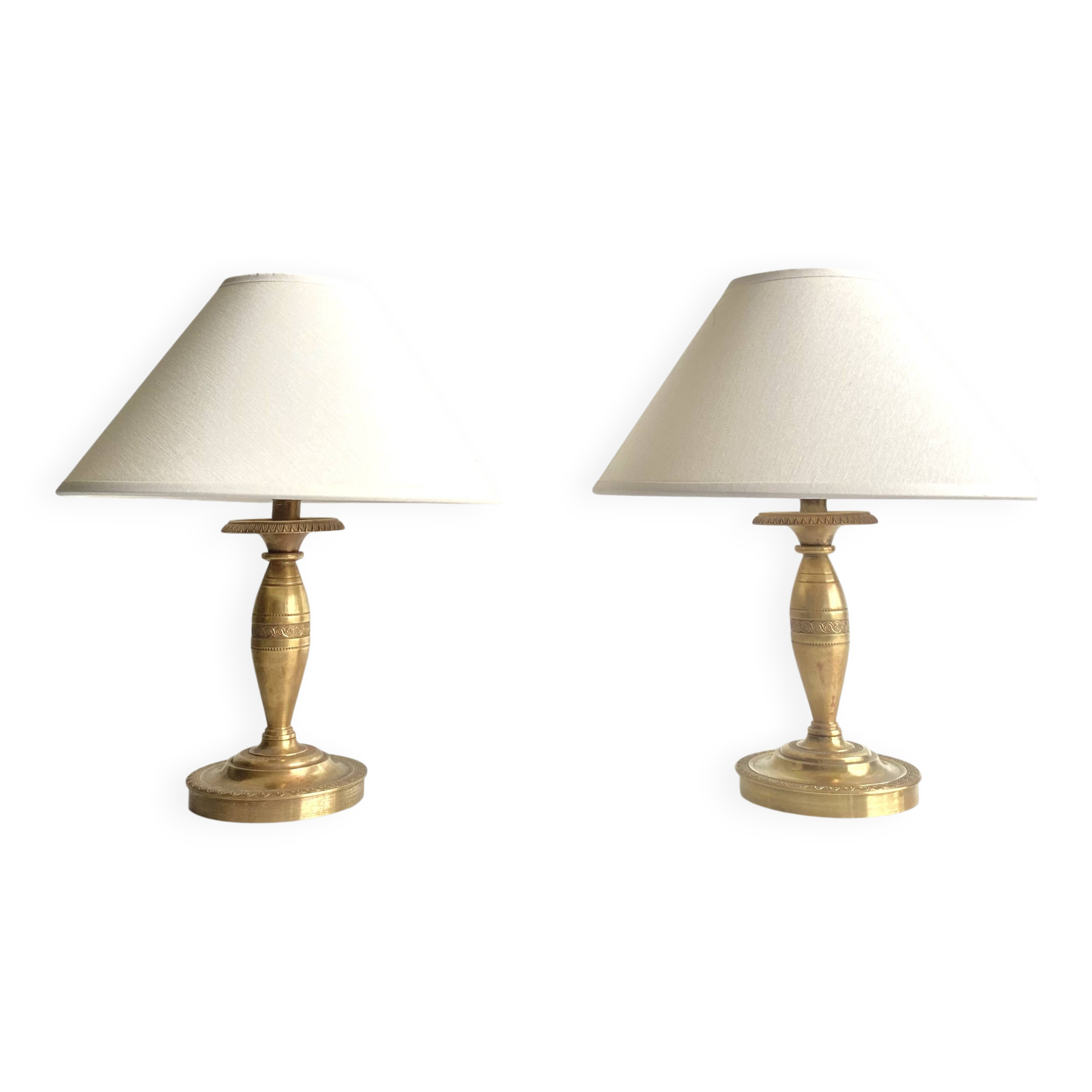 2 brass lamps