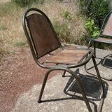 Set of 6 indu chairs in metal and exotic wood.