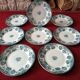 8 Plates Flat Earthenware Old Iron Earth Saint Amand Model Carnations.