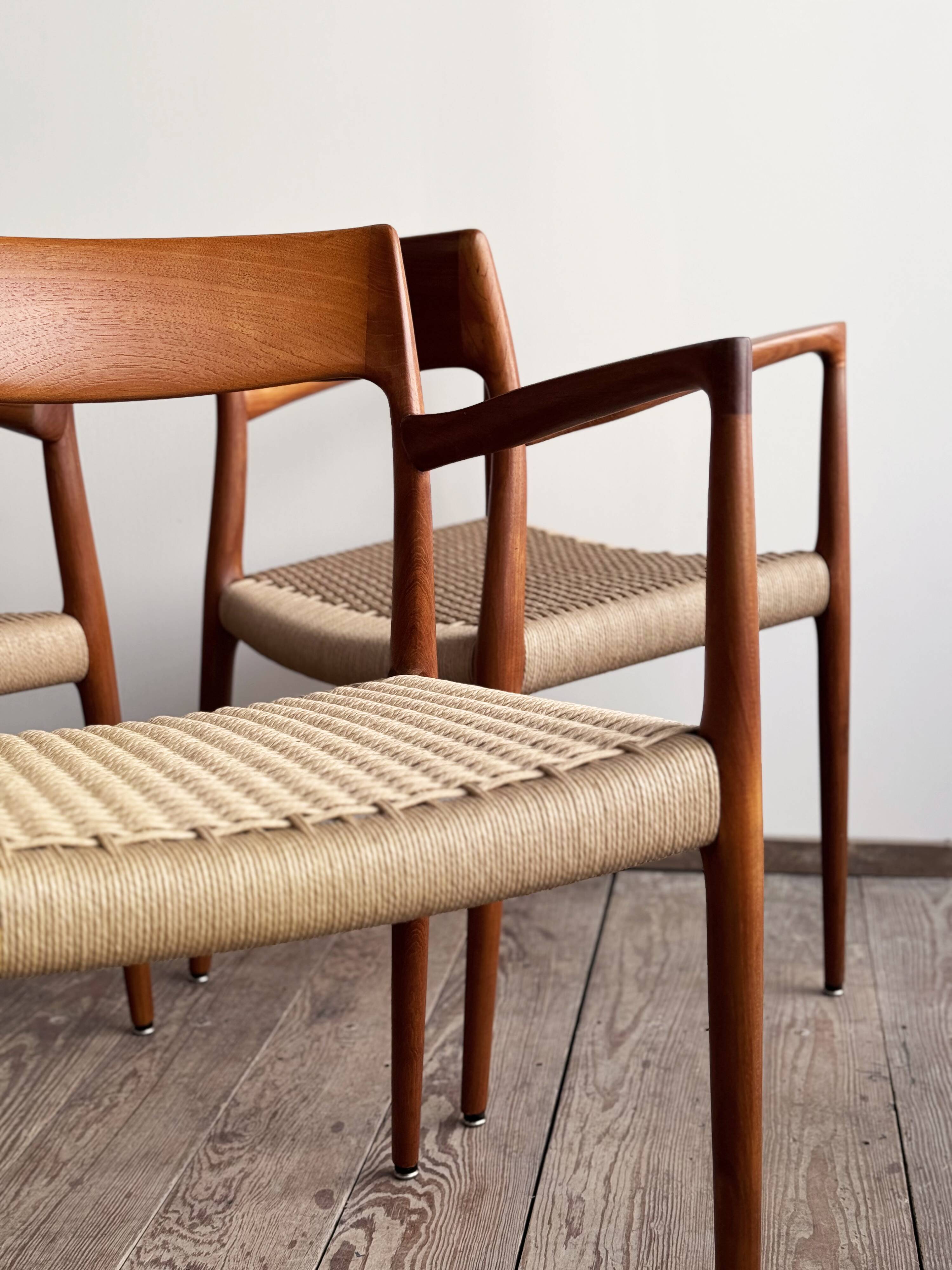 Chaises de Salle à Manger Danoises  Modèle 57 en Teck, Niels O. Møller,  JL Mollers, Ensemble de 6