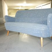 Set sofa and 2 armchairs vintage 50/60s organic fabrics vintage original