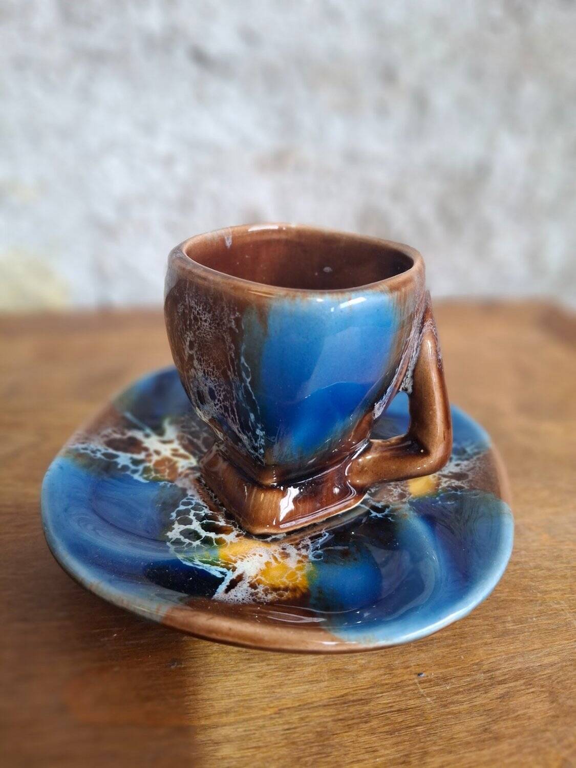 Art Deco coffee service Vallauris cobalt blue flambe glaze – 15 pieces