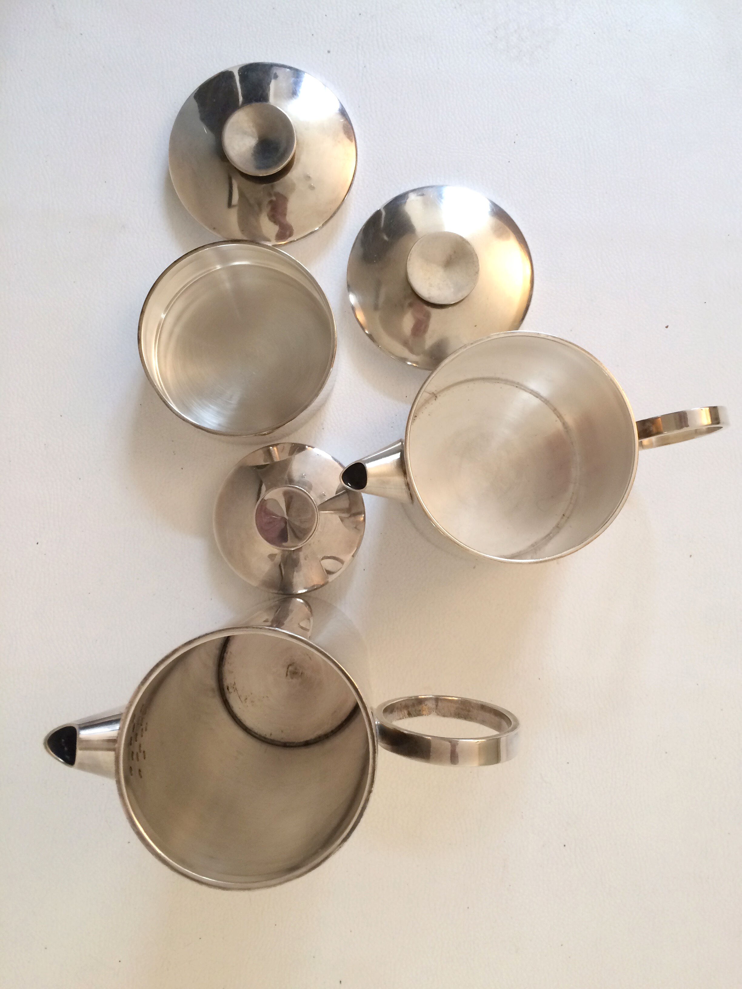 Christofle and lino Sabattini tea and coffee set in silver metal, model "mercury" stamp "coll.