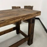 Old restored oak workbench