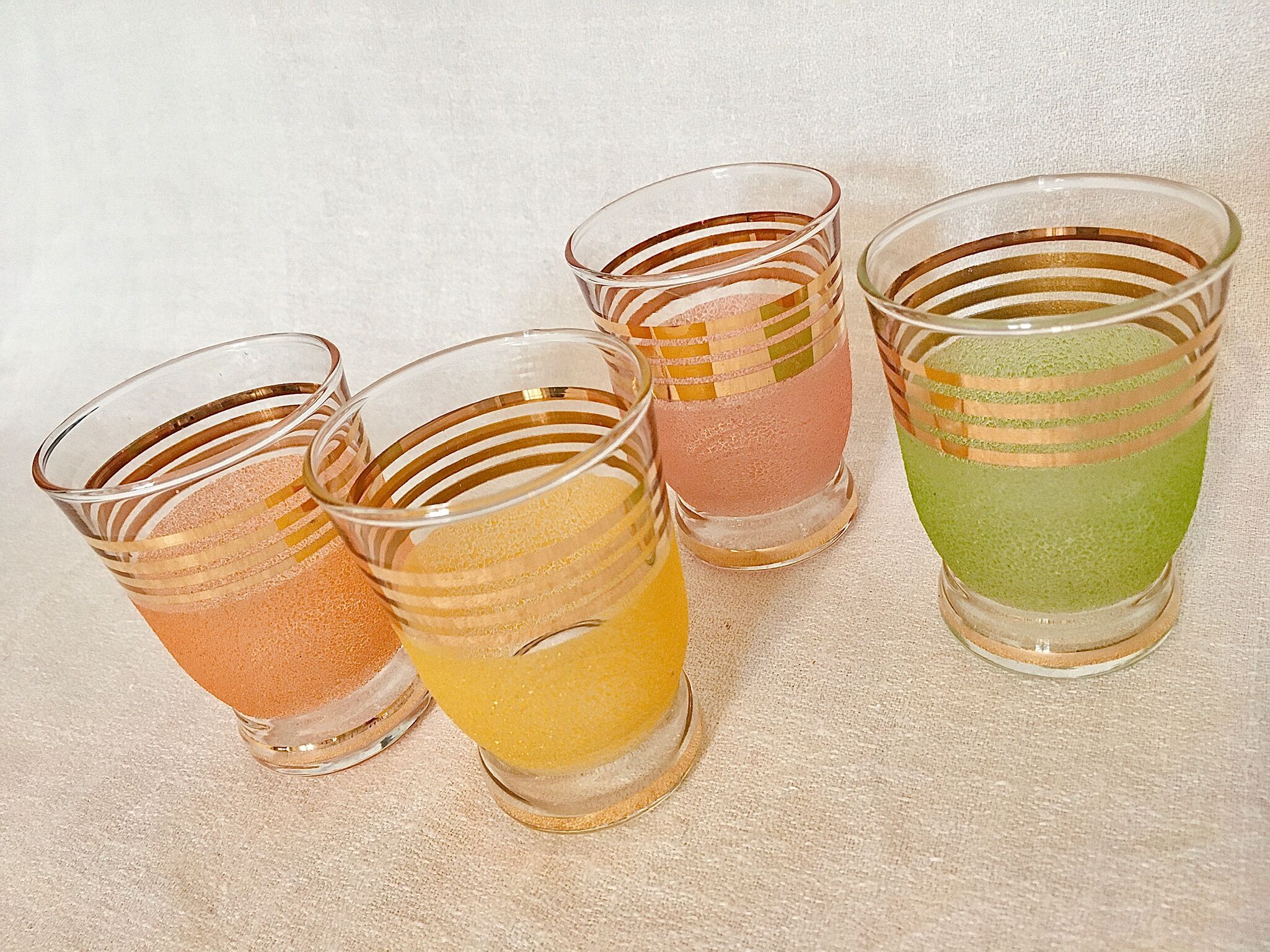 4 colored granite glasses