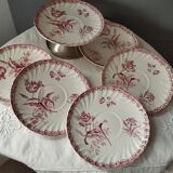 Set of 6 Fontanges Sarreguemines dessert plates
