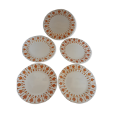 Set de 5 assiettes plates Sarreguemines"lys" blanc/ocre