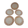 Set of 5 flat plates Sarreguemines "lys" white/ochre