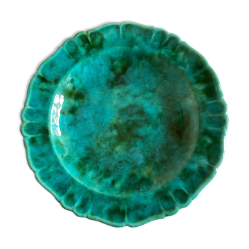 Set of 6 plates in glazed earth with godrons 1960