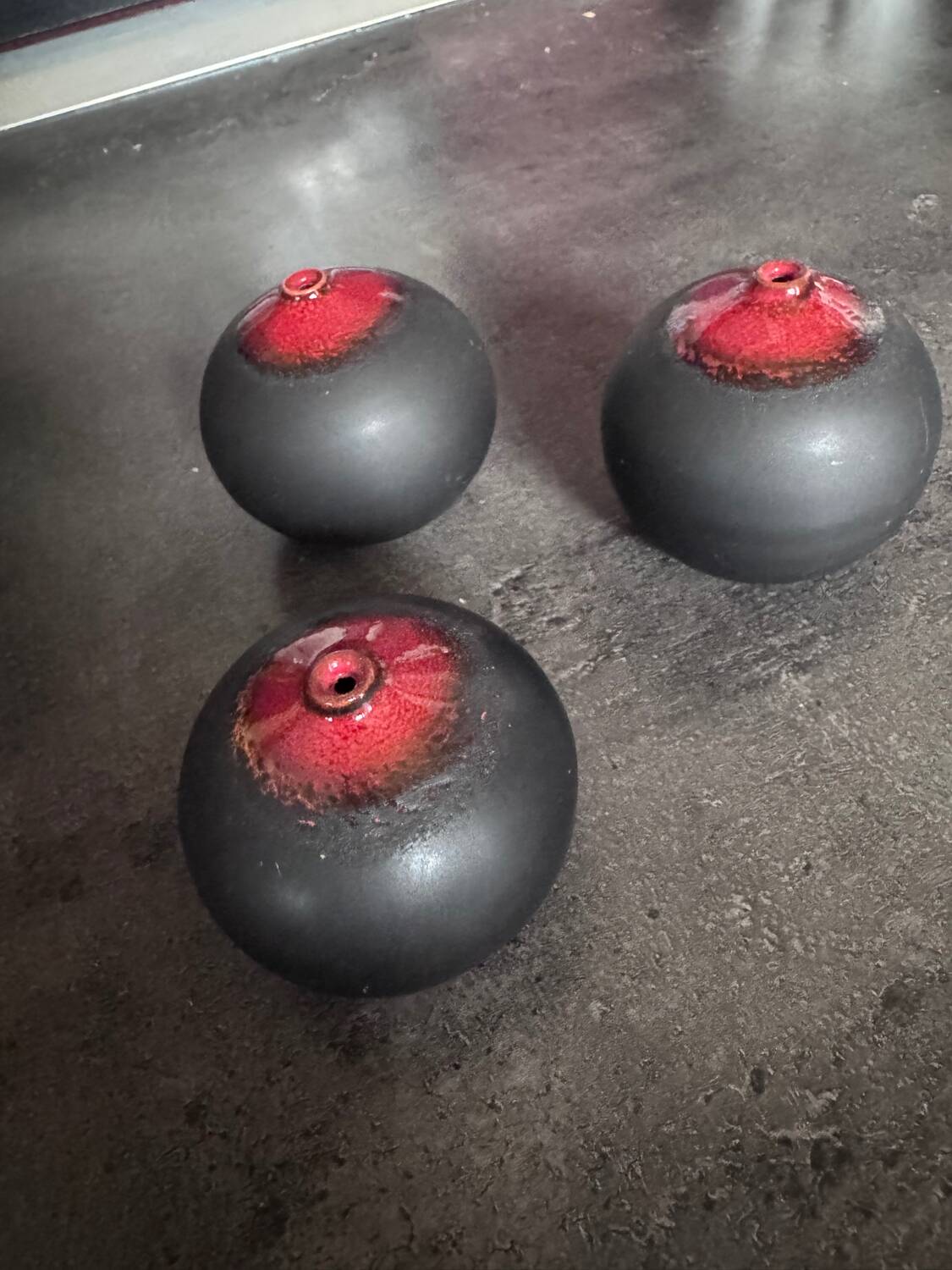 3 spherical soliflore vases by Antonio Lampecco