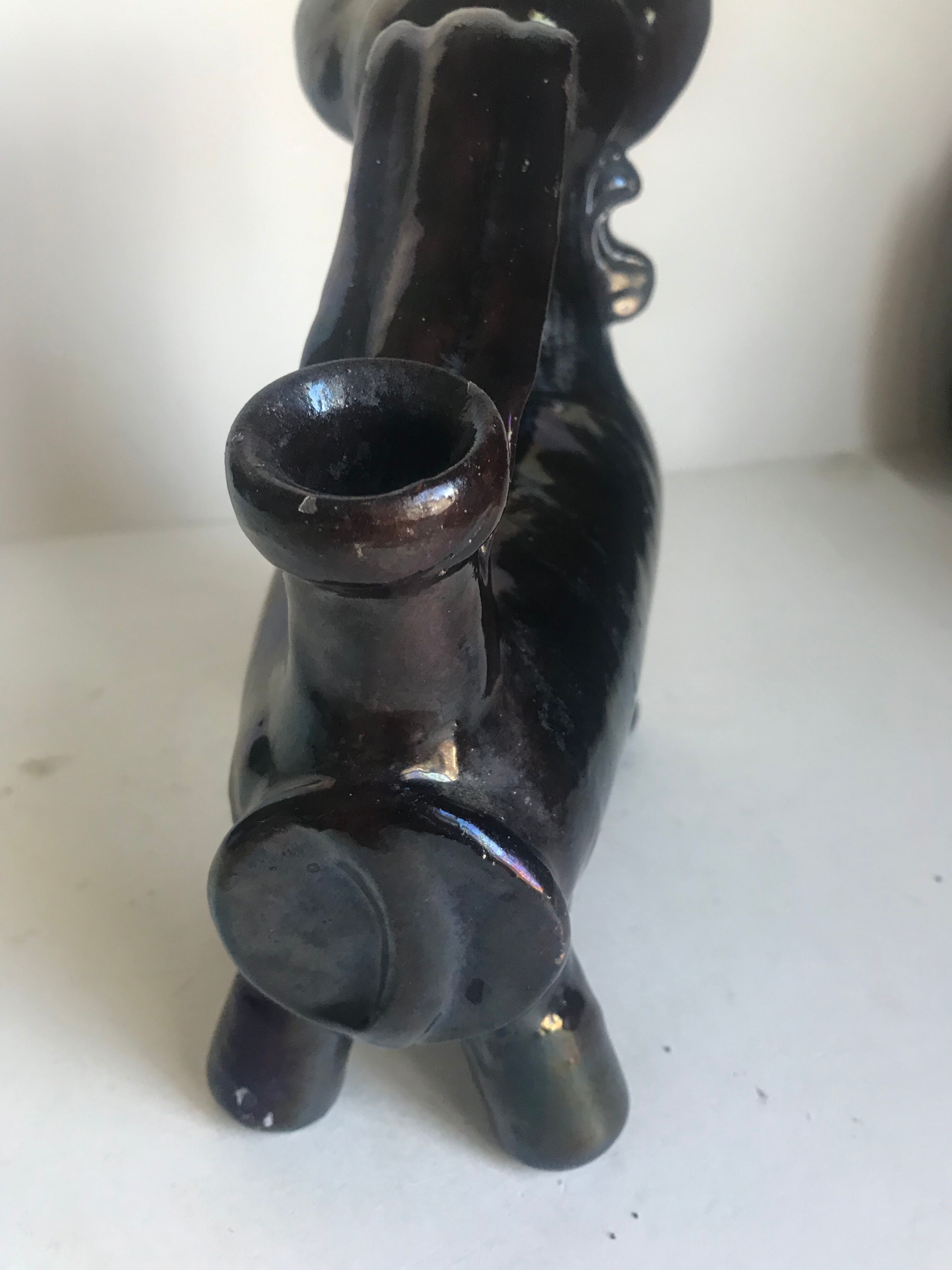 Pitcher forms Taurus terracotta glazed black vintage 60s black decoration