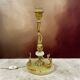 Vintage fish lamp in brass and onyx – H61 cm