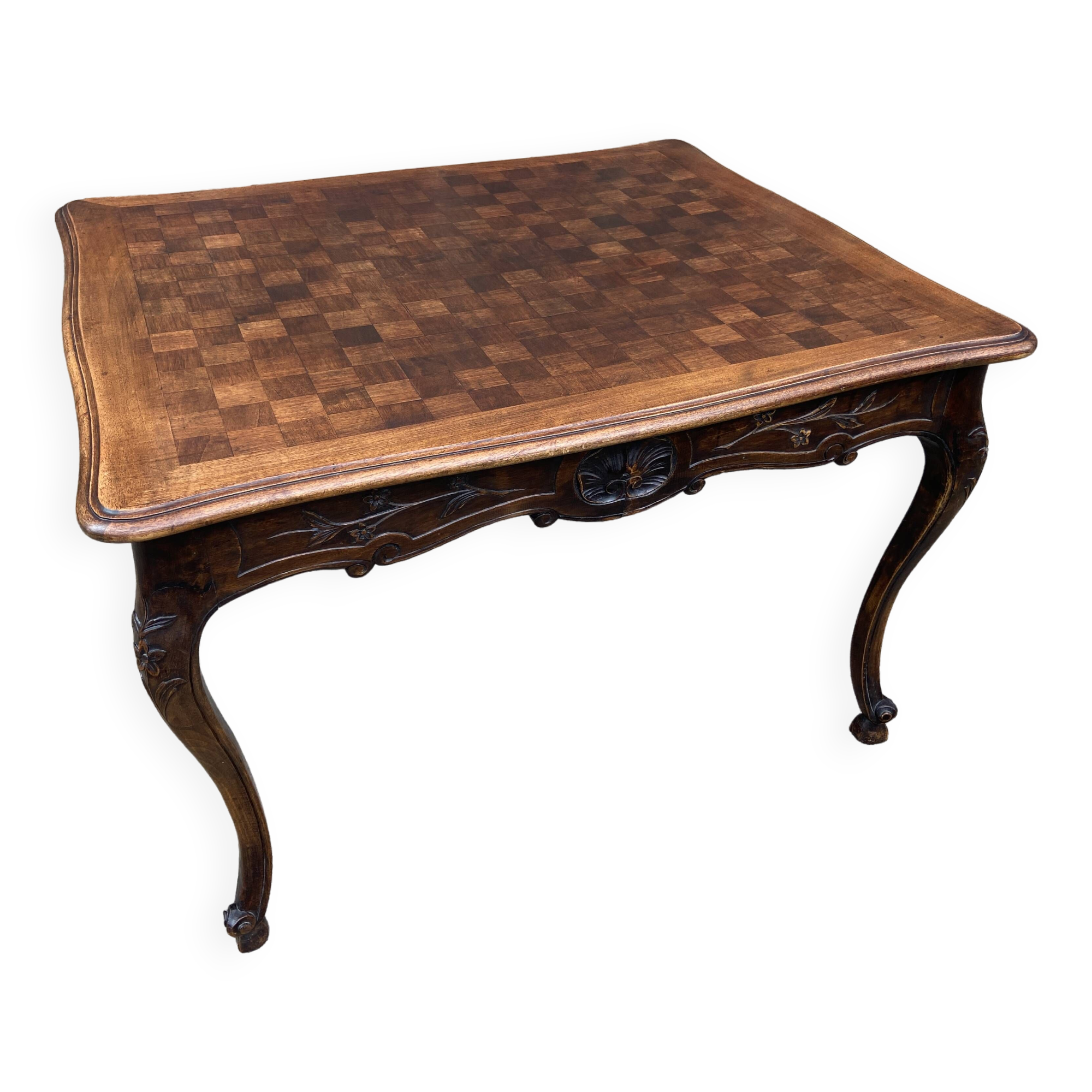 Rocaille louis xv style desk table in walnut provence 1920s