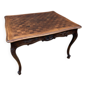 Rocaille louis xv style desk table in walnut provence 1920s