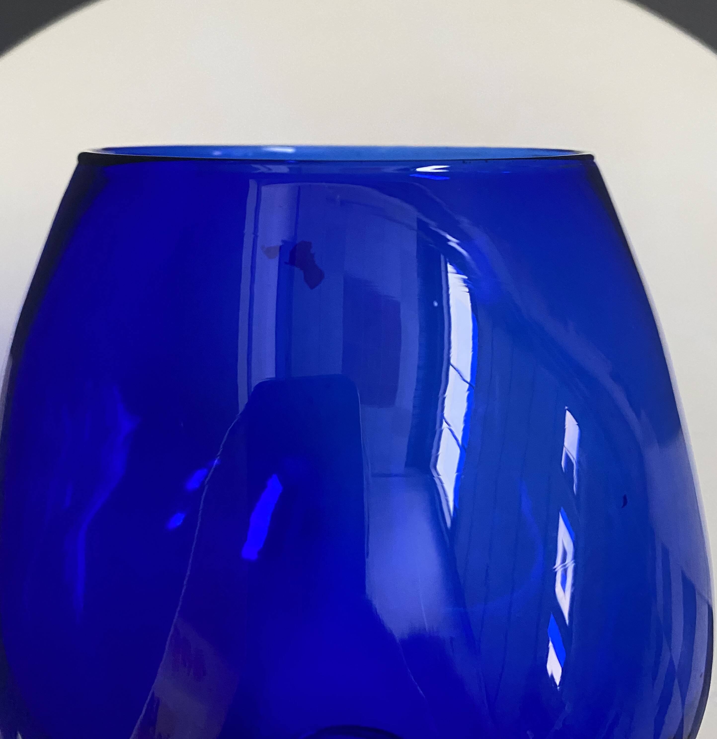 Empoli dark blue large glass shape vase 1960s