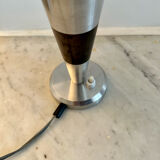 Vintage art deco lamp base, chromed metal and brass, France 1930