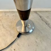 Vintage art deco lamp base, chromed metal and brass, France 1930