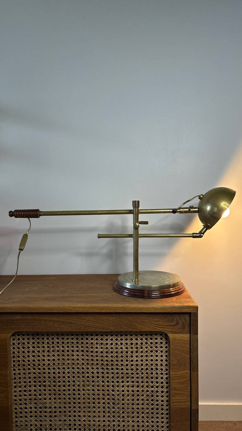 Adjustable brass desk lamp 1940s France