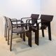 Set of four Strip dining chairs with dark brown ash armrests by Gijs Bakker for Castelijn