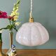 Vintage glass pendant light from Clichy in white.