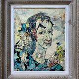 Painting Pierre Catton (1903) "Auguste à l'oiseau" HSP cf. B. Buffet + frame