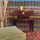Varnished mahogany bedside table and brass 50s