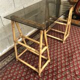 Vintage rattan trestle desk year 50/60