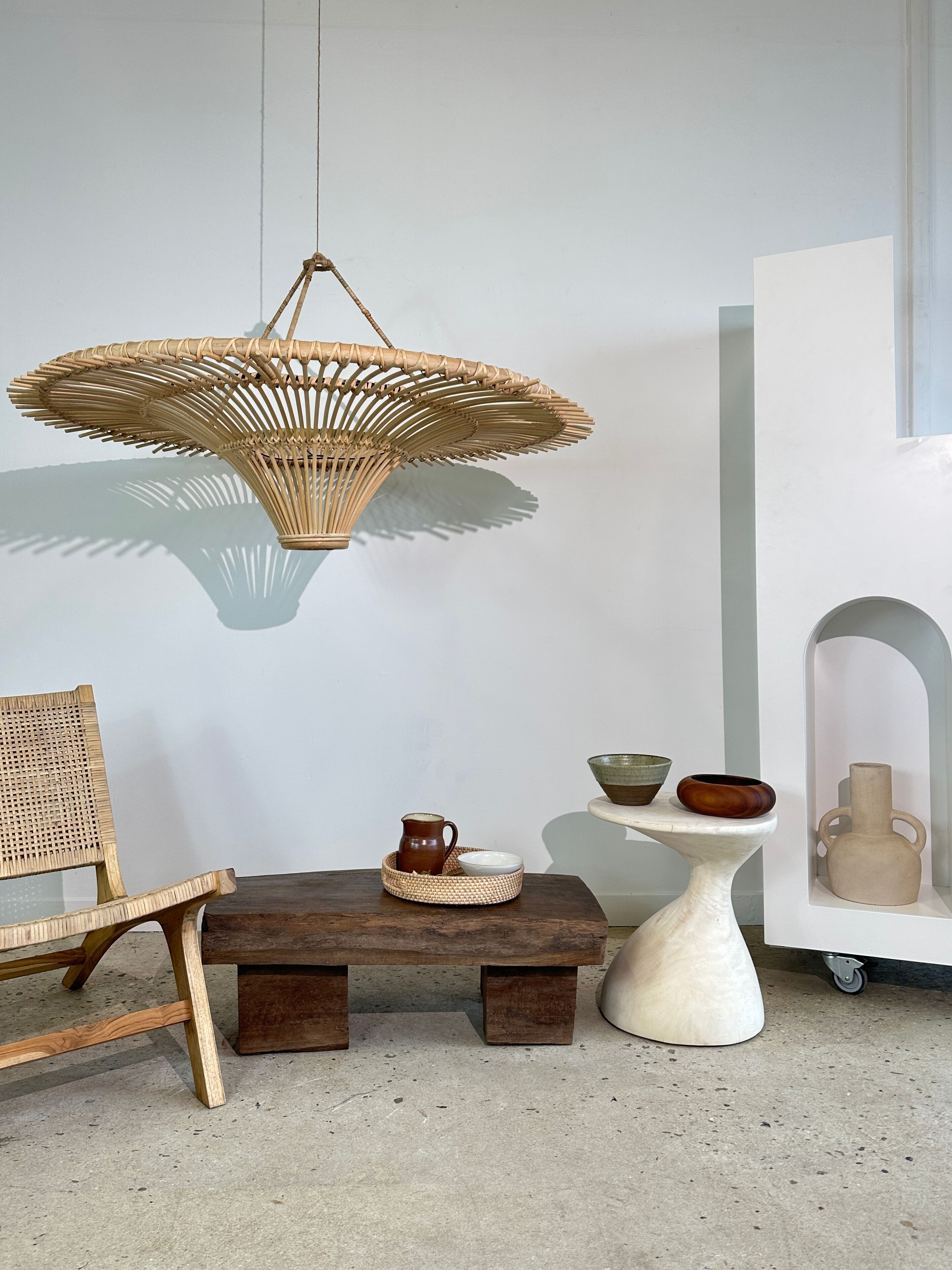 Suspension rattan saucer iron frame D:120 H:60