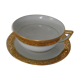 Cup and under cup porcelain Limoges white and gold chocolate coffee tea