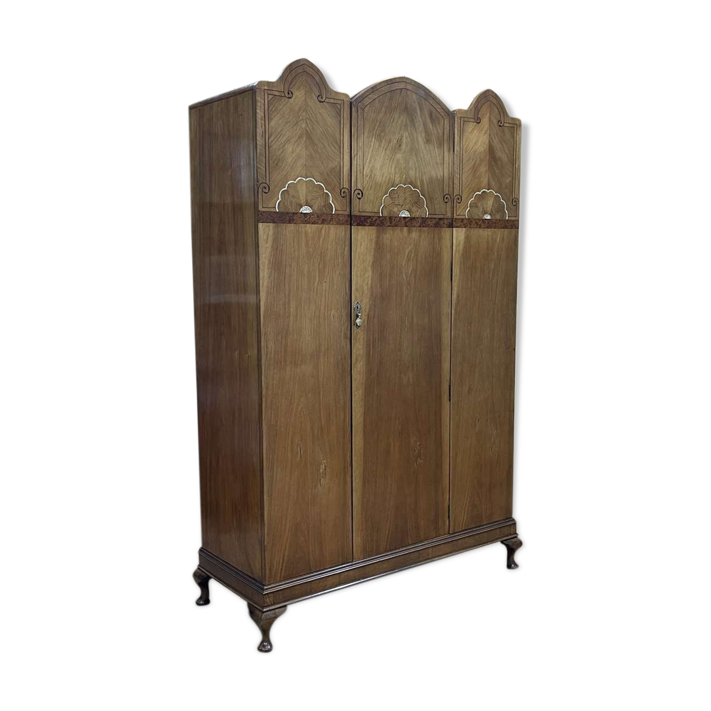 Art Deco walnut wardrobe and marquetry
