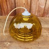 Vintage 70s amber glass pendant light.
