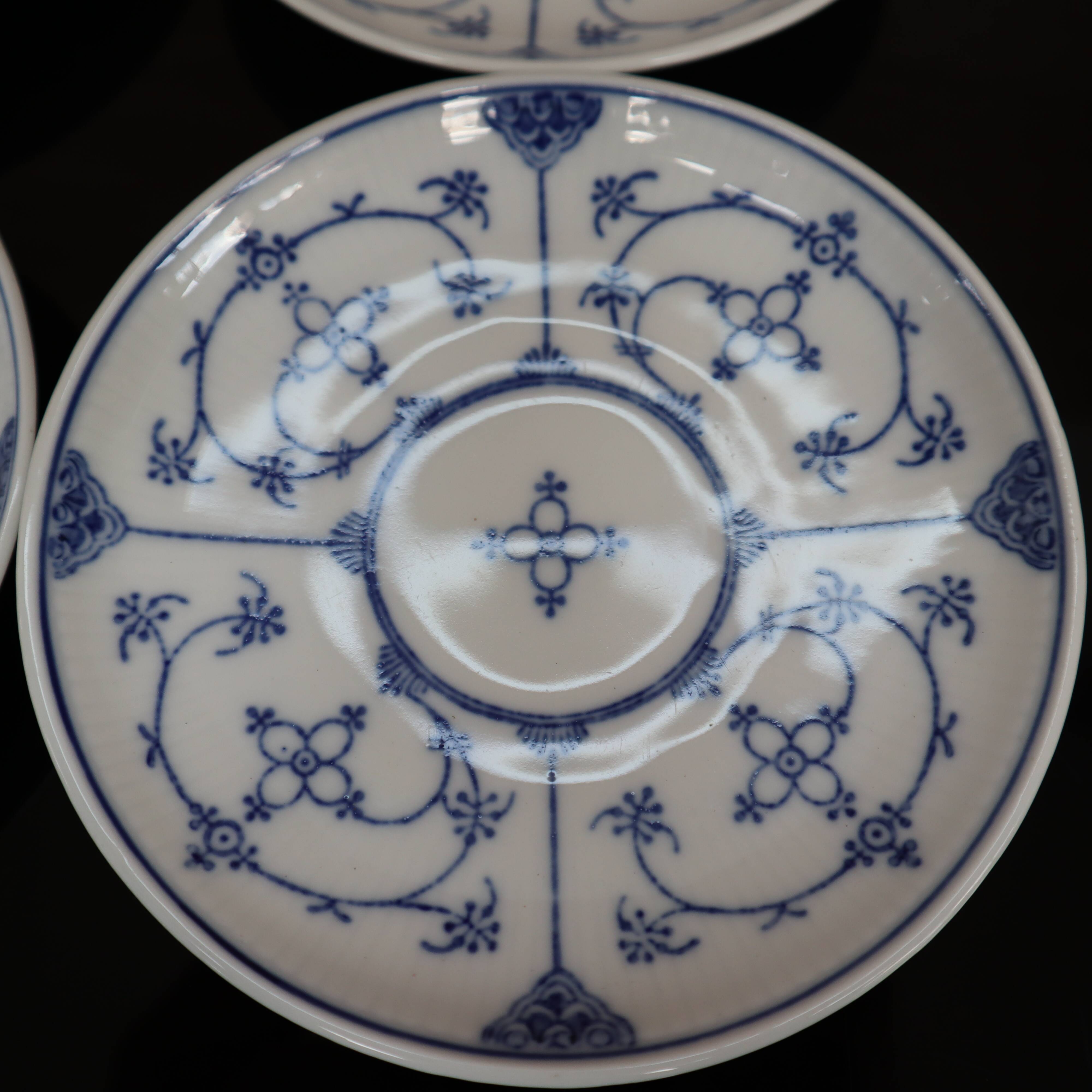 6 bowls Jager Eisenberg Blau Saxony blue and white porcelain