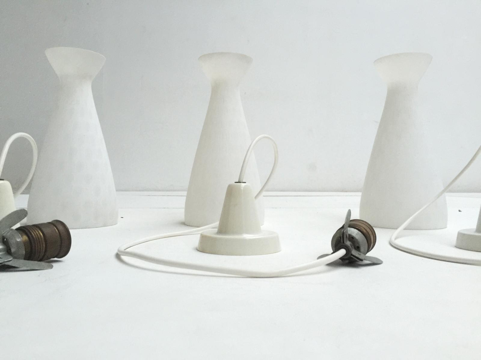 Set of 3 lamps suspended in glass by Louis Kalff for Philips