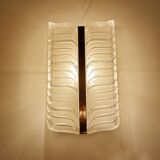 Pair of vintage 70s wall lights, chrome glass