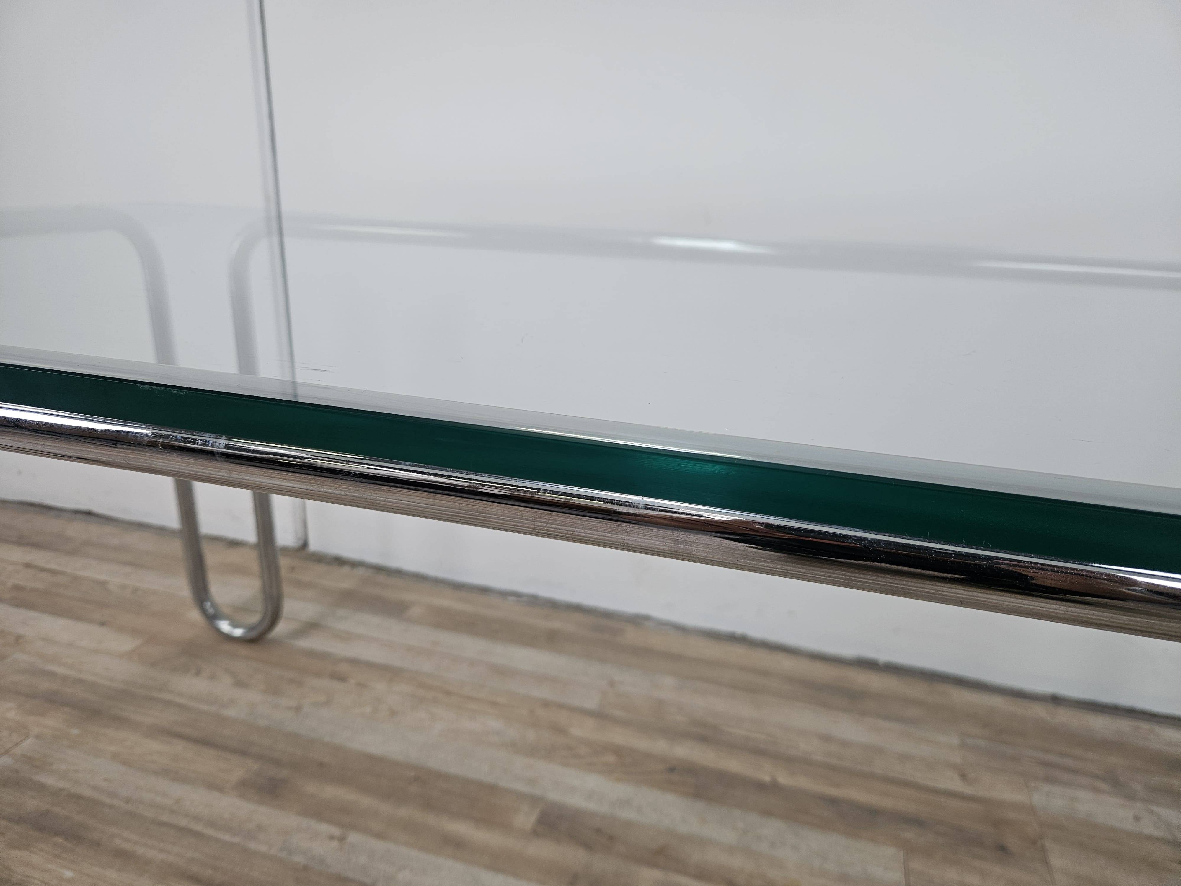 1970s Bauhaus table in chromed tubular steel and glass