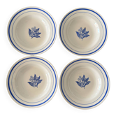 Set of 4 vintage deep plates in earthenware with blue lily of the valley flowers.