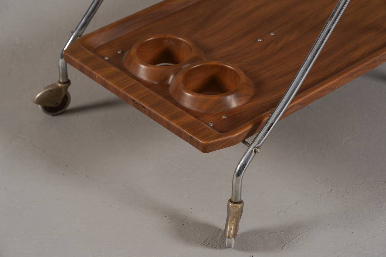Chariot de bar vintage en aluminium et plastique, Italie années 1970