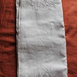 Antique linen sheet Floral monograms M R