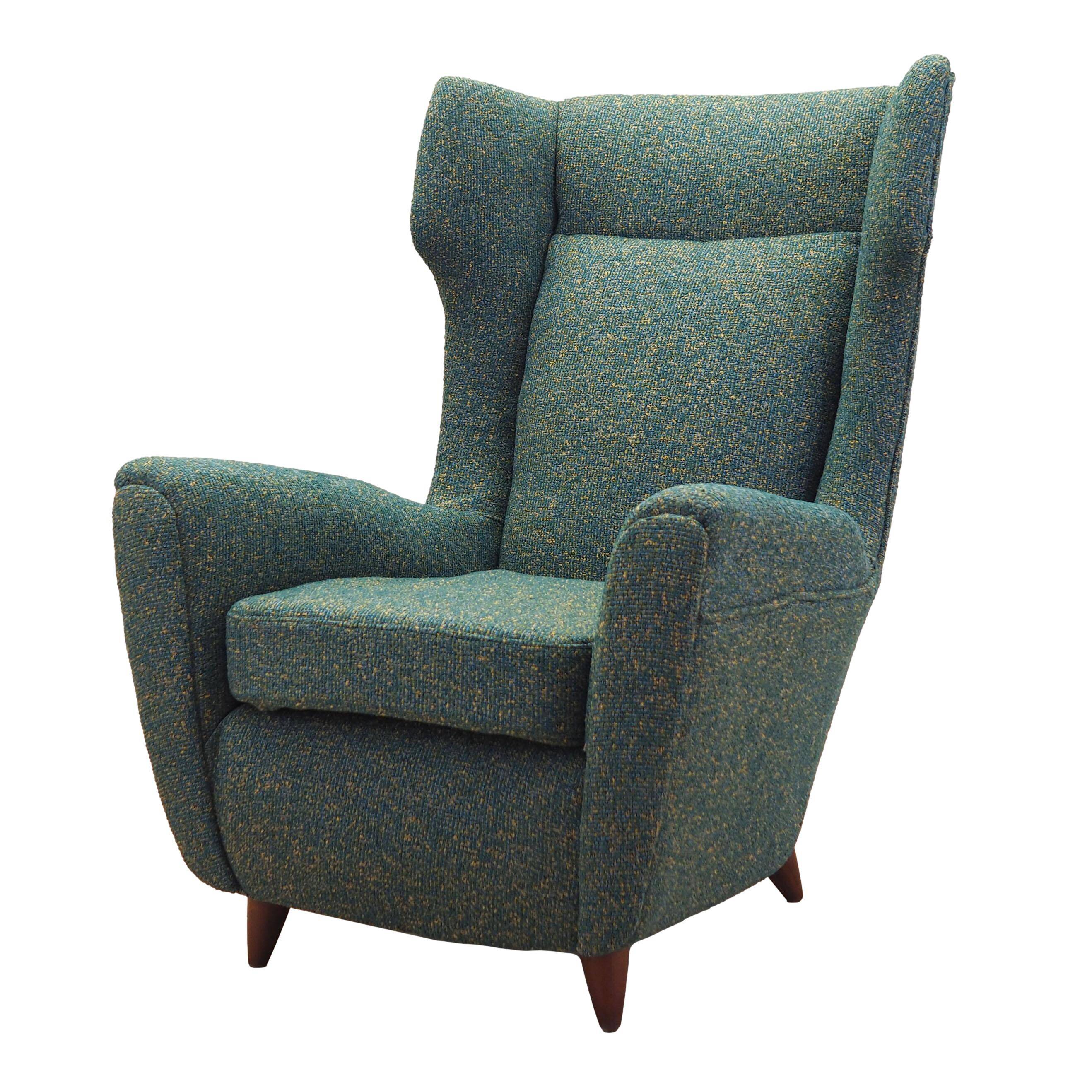 Fauteuil vert, design italien, années 1970, production : Italie