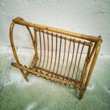 Vintage rattan magazines rack