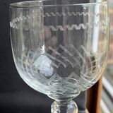 7 wine glasses – Blown, cut and guilloché glass