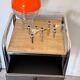 Vintage bedside table in brushed metal