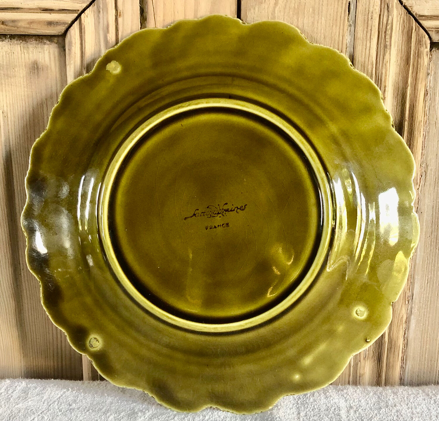 6 old Sarreguemines slip plates